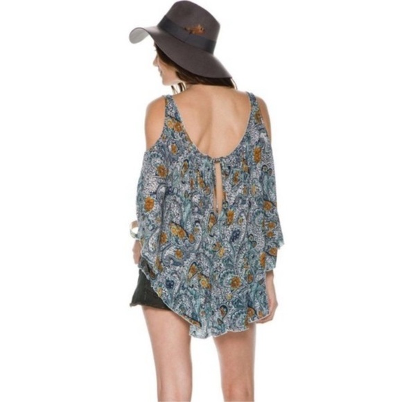 Free People Floral Paisley Cold Shoulder Blouse Top - Picture 8 of 14